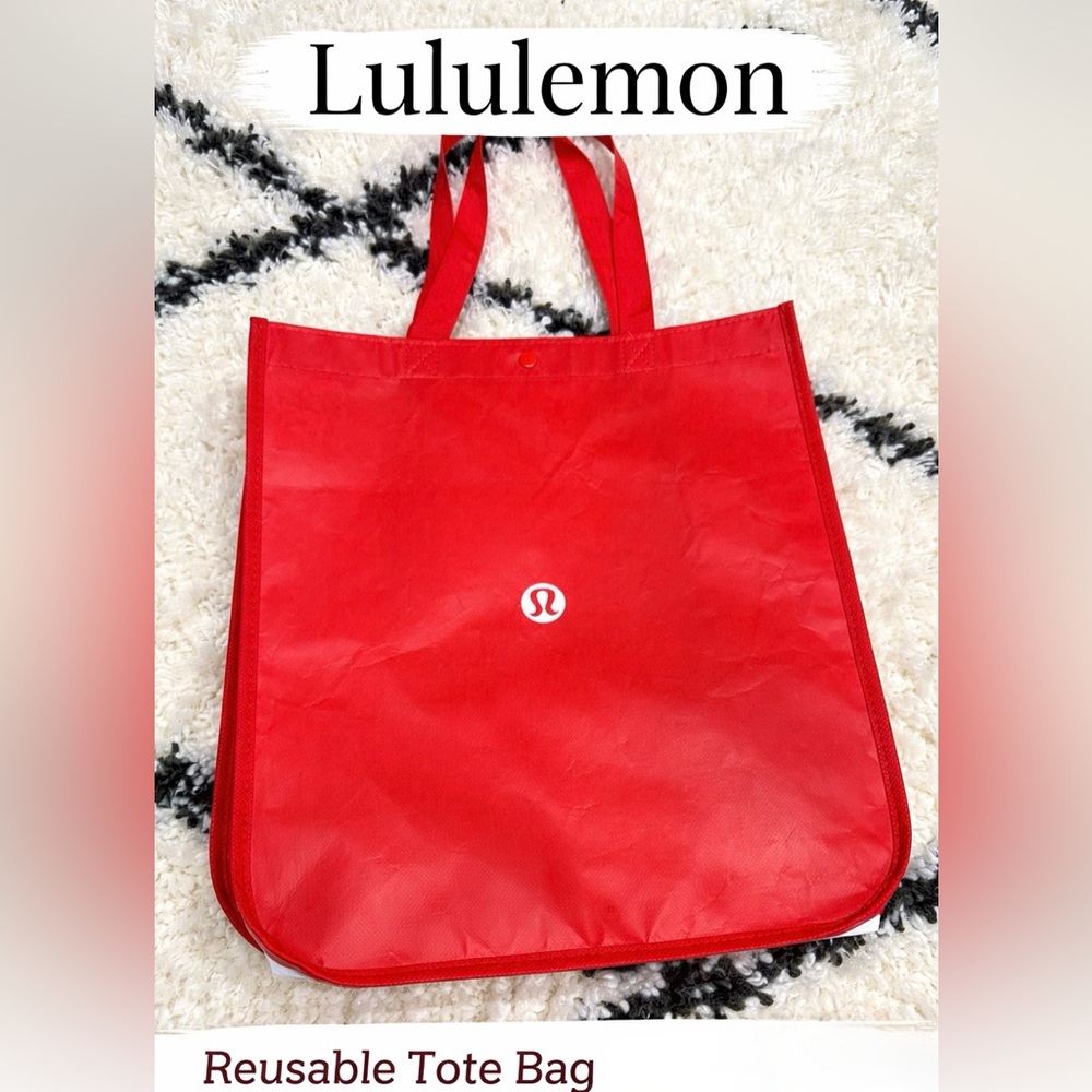 Lululemon Red Reusable Tote Bag | Logo Shopping Gym Carryall - Picture 1 of 6